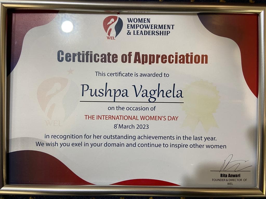 Certificate of Appreciation - International Women's Day 2023